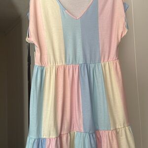Pastel Striped Sleeveless Dress